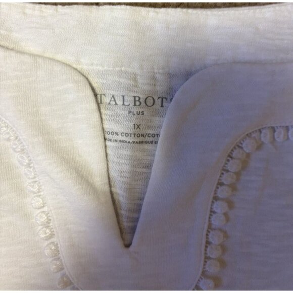 Talbots Woman Short Sleeve Ivory Tee Tunic Size 1X White - Picture 2 of 4